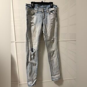 American Eagle Outfitters Light Blue Skinny Jeans Distressed